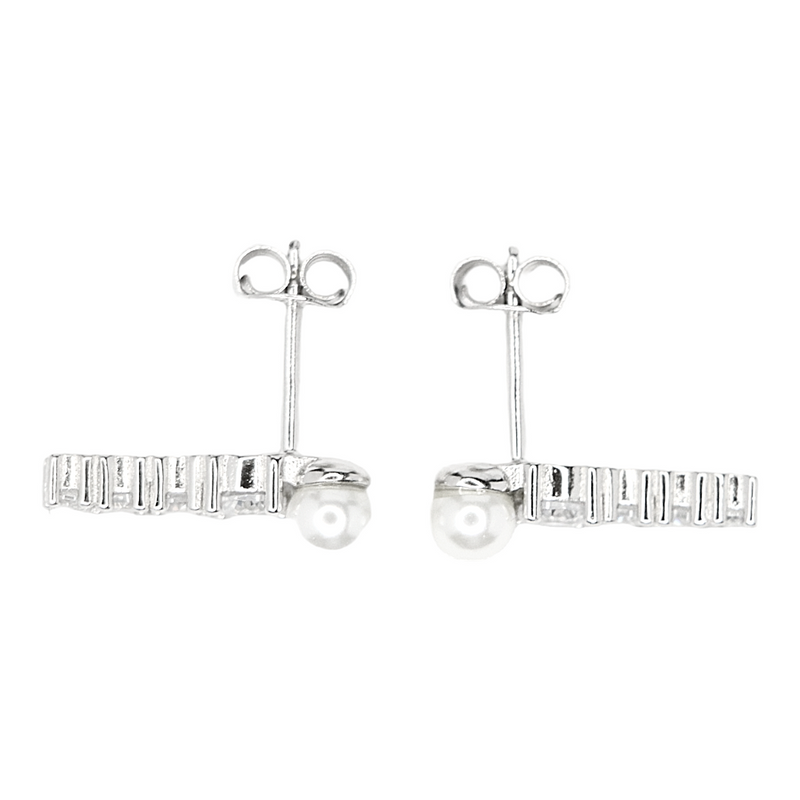 Pearl earrings zirconia silver 925