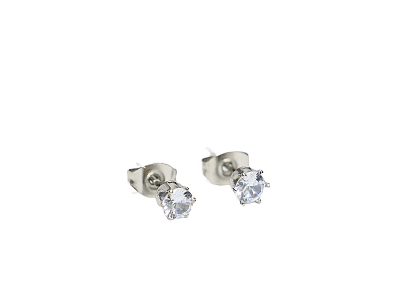 Stainless steel stud earrings with zirconia